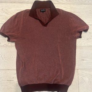 Tie Bar Sweater Polo - Maroon - Red